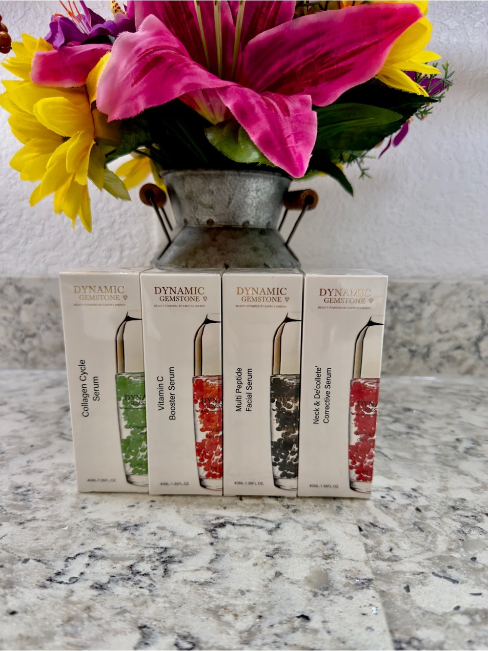 Dynamic Gemstone Serum Set - Collagen, Vitamin C, Peptides, Face, Neck & Chest